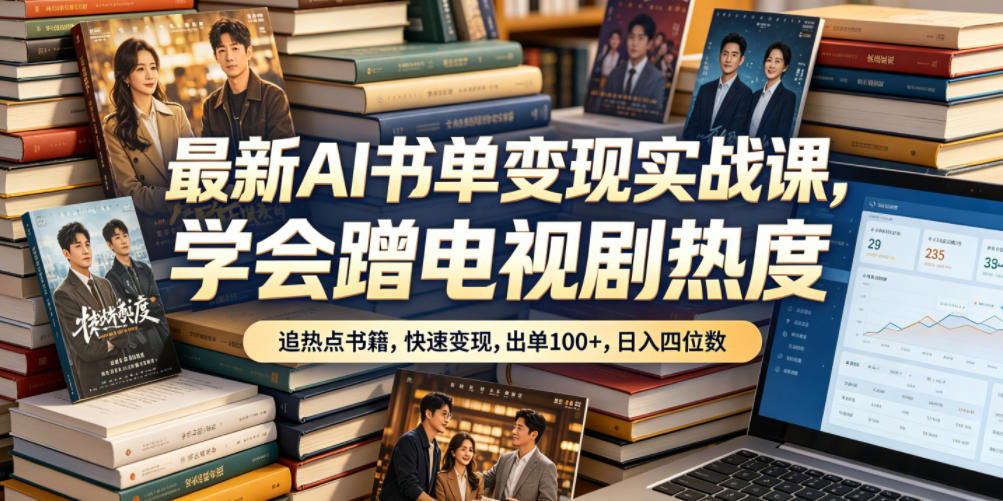 最新AI书单变现实战课，学会蹭电视剧热度，追热点书籍，快速变现，出单100+，日入四位数-AI学习资源网