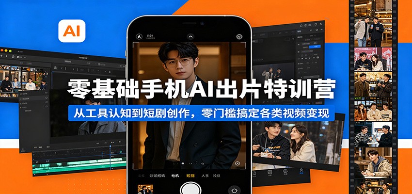 零基础手机AI出片特训营：从工具认知到短剧创作，零门槛搞定各类视频变现-AI学习资源网