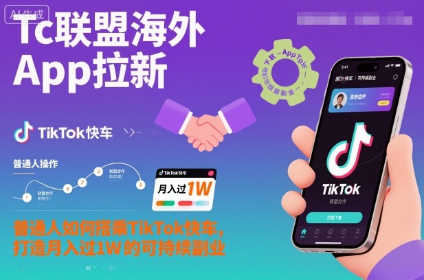 Tc联盟海外App拉新:普通人如何搭乘TikTok快车,打造月入过1W的可持续副业-AI学习资源网