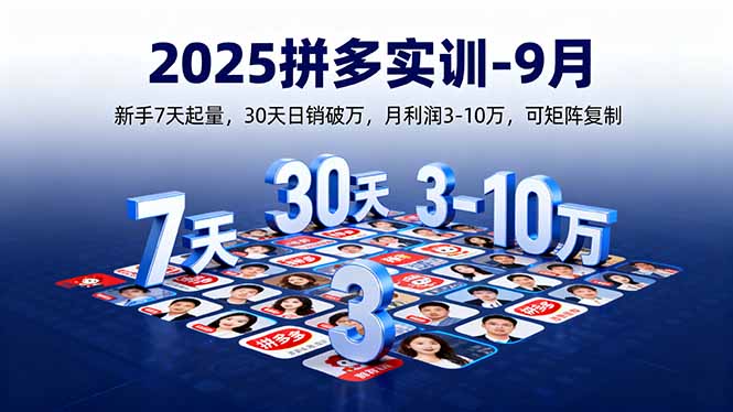 2025拼多多实训-9月：新手7天起量,30天日销破万,月利润3-10万,可矩阵复制-AI学习资源网