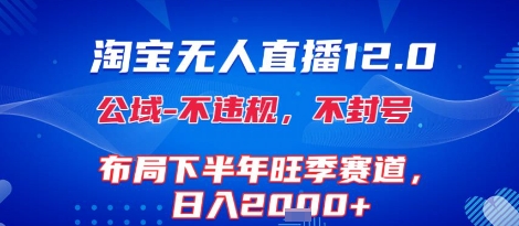 淘宝无人直播12.0，不封号，不违规，布局下半年旺季赛道，日入1k+(独家技术)【揭秘】-AI学习资源网