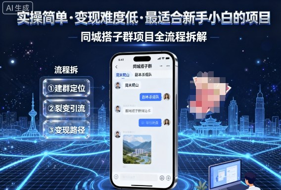 实操简单，变现难度低，最适合新手小白做的项目，每天轻松收入3张，同城搭子群项目全流程拆解-AI学习资源网