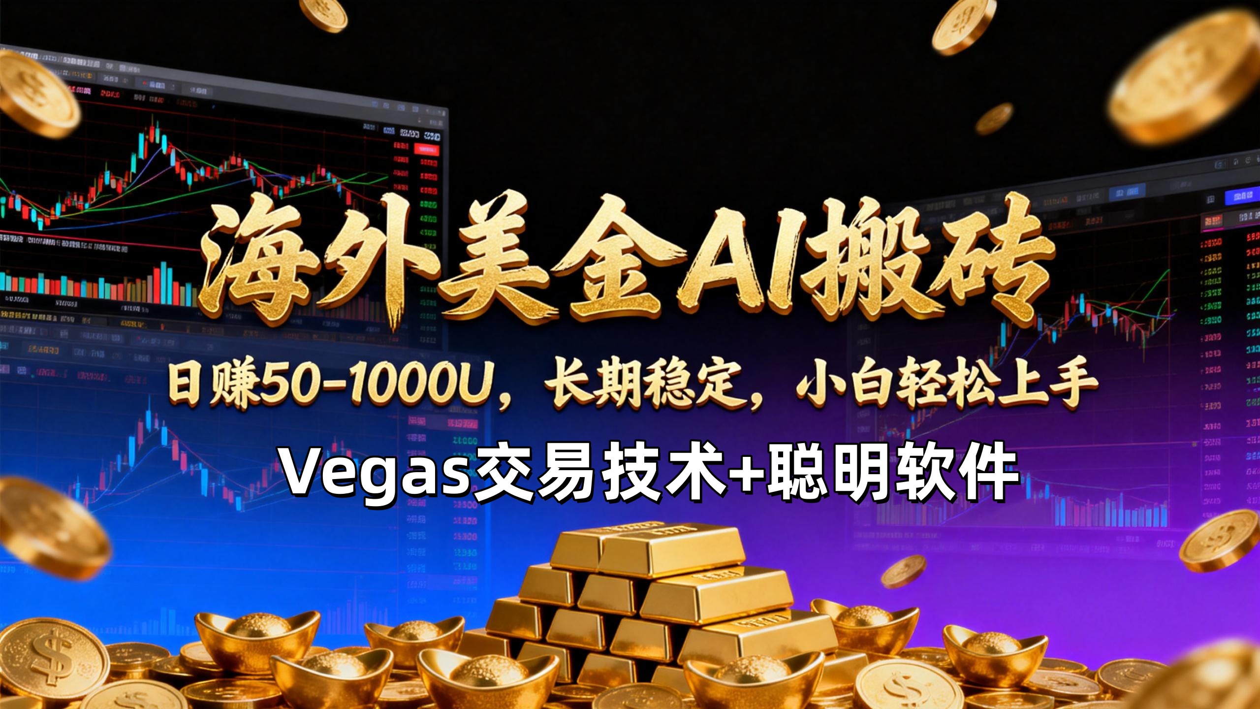 【海外美金AI搬砖】Vegas交易技术+聪明软件，日赚50-1000U，长期稳定，小白轻松上手。-AI学习资源网