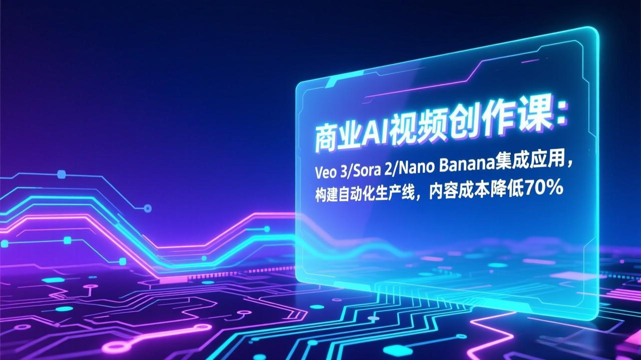 商业AI视频创作课：Veo 3/Sora 2/Nano Banana集成应用，构建自动化生产线，内容成本降低70%-AI学习资源网