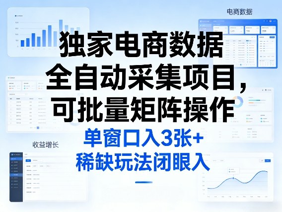 独家电商数据全自动采集项目，可批量矩阵操作，单窗口日入3张+，稀缺玩法闭眼入【揭秘】-AI学习资源网