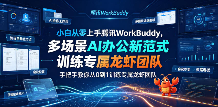 小白从零上手腾讯WorkBuddy，多场景AI办公新范式实战，手把手教你从0到1训练专属龙虾团队-AI学习资源网