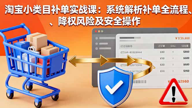 淘宝小类目补单实战课：系统解析补单全流程、降权风险及安全操作-AI学习资源网