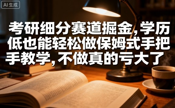 考研细分赛道掘金，日入1k+，学历低也能轻松做保姆式手把手教学，不做真的亏大了【揭秘】-AI学习资源网