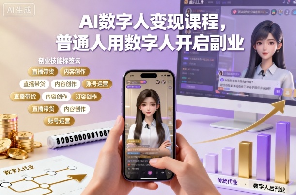 AI数字人变现课程，普通人用数字人开启副业-AI学习资源网
