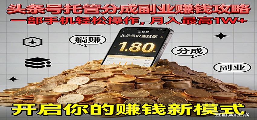 全程托管今日头条,一部手机就可以开干,最高躺赚1W+-AI学习资源网