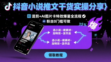 抖音小说推文干货实操分享，混剪+AI图片卡特效爆量全流程，0粉丝0门槛可做-AI学习资源网