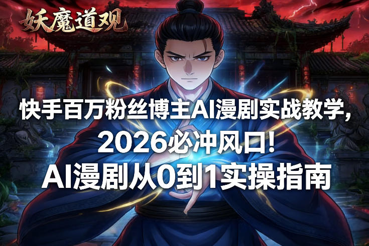 快手百万粉丝博主AI漫剧实战教学，2026必冲风口！AI漫剧从0到1实操指南-AI学习资源网