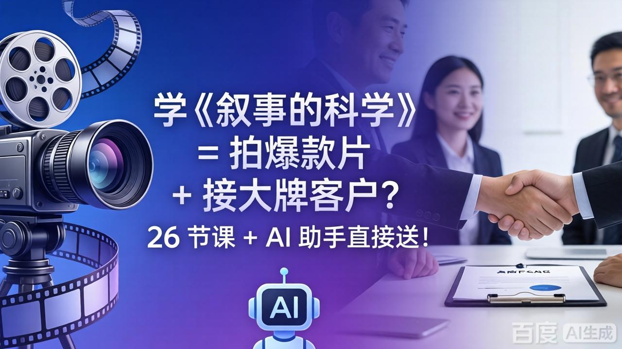 学《叙事的科学》= 拍爆款片 + 接大牌客户？26 节课 + AI 助手直接送！-AI学习资源网