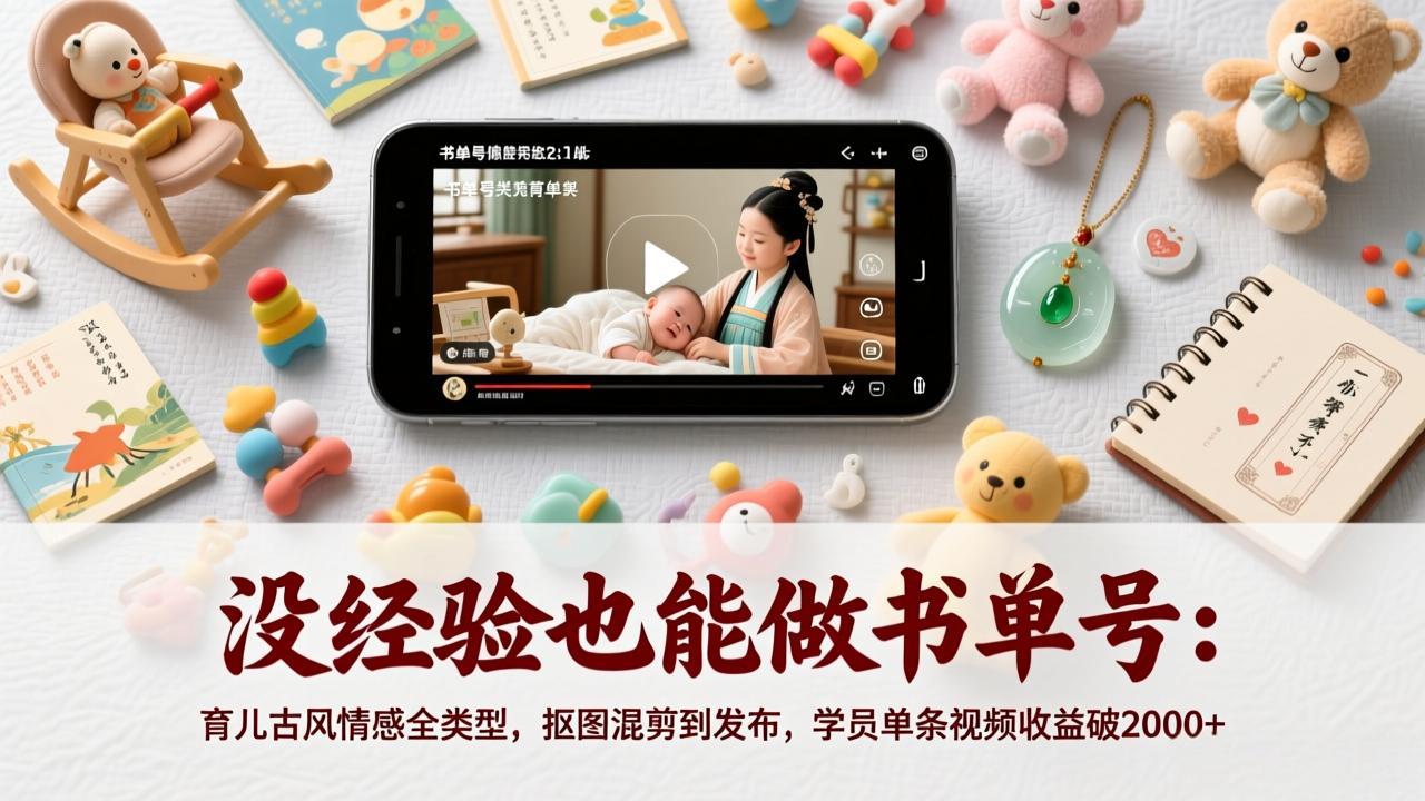 没经验也能做书单号：育儿古风情感全类型，抠图混剪到发布，学员单条视频收益破2000+-AI学习资源网