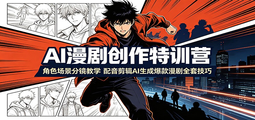 AI漫剧创作特训营：角色场景分镜教学，配音剪辑AI生成爆款漫剧全套技巧-AI学习资源网