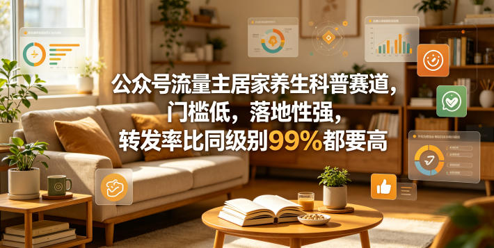 公众号流量主居家养生科普赛道，门槛低，落地性强，转发率比同级别99％都要高-AI学习资源网