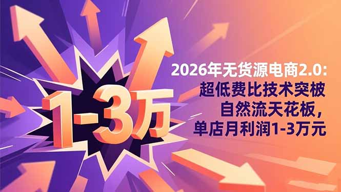 2026年无货源电商2.0:超低费比技术突破自然流天花板,单店月利润1-3万元-AI学习资源网