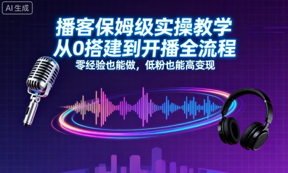 播客保姆级实操教学，从0搭建到开播全流程，零经验也能做，低粉也能高变现-AI学习资源网