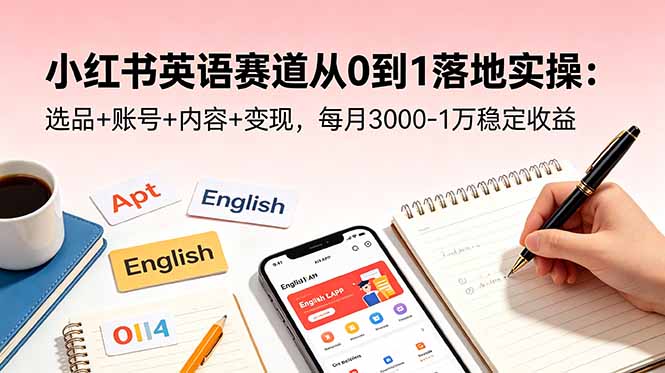 小红书英语赛道从0到1落地实操：选品+账号+内容+变现，每月3000-1万稳定收益-AI学习资源网