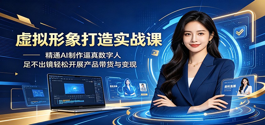 虚拟形象打造实战课:精通AI制作逼真数字人,足不出镜轻松开展产品带货与变现-AI学习资源网