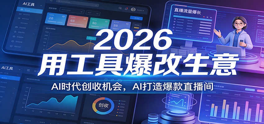 2026用工具爆改生意，AI时代创收机会，AI打造爆款直播间-AI学习资源网