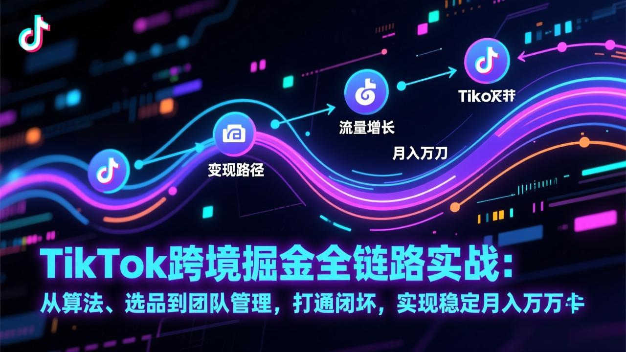 TikTok跨境掘金全链路实战：从算法、选品到团队管理，打通闭环，实现稳定月入万刀-AI学习资源网