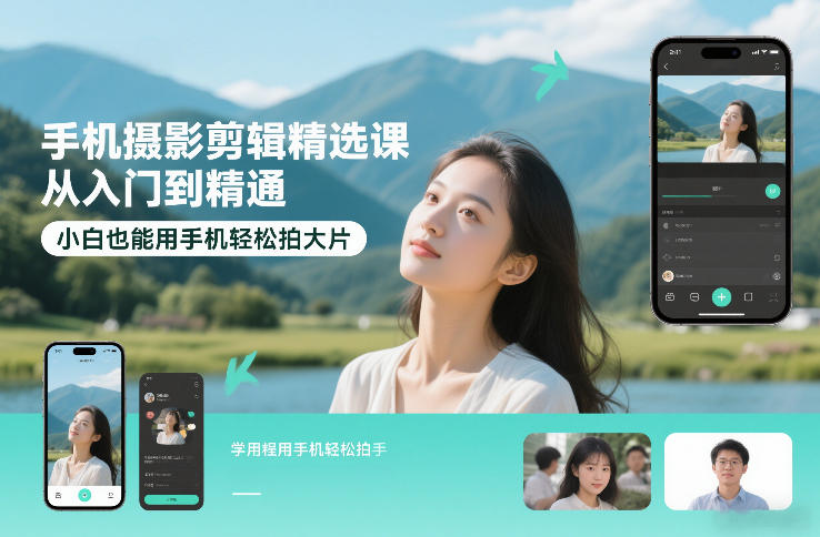 手机摄影剪辑精选课，从入门到精通，小白也能用手机轻松拍大片-AI学习资源网