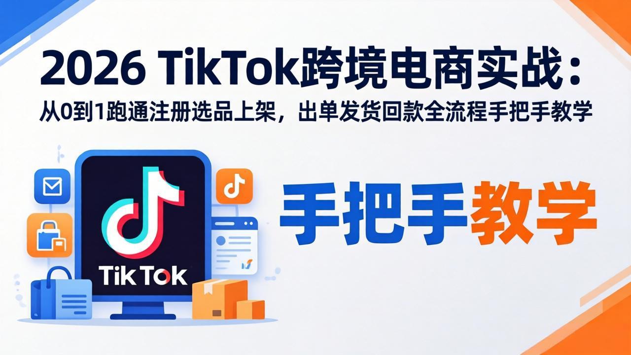 2026TikTok跨境电商实战：从0到1跑通注册选品上架，出单发货回款全流程手把手教学-AI学习资源网