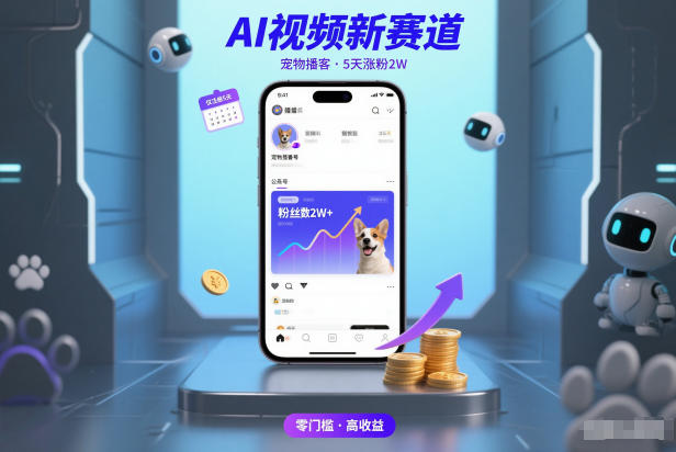AI视频新赛道，宠物播客仅注册5天涨粉2W，收益非常可观-AI学习资源网