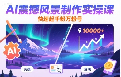 AI震撼风景制作实操课，快速起千粉万粉号-AI学习资源网