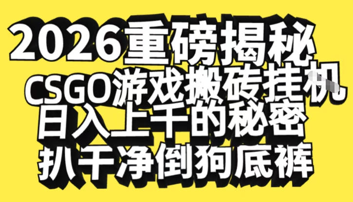 2026开年重磅解密，CSGO游戏搬砖挂G日入1k+的秘密，把倒狗的底裤扒干【揭秘】-AI学习资源网