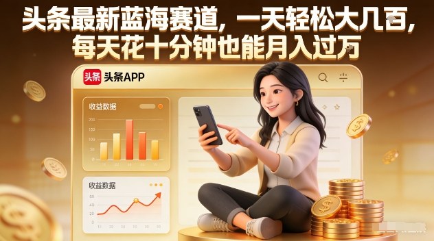 头条最新蓝海赛道，一天轻松大几张，每天花十分钟也能月入过1W【揭秘】-AI学习资源网