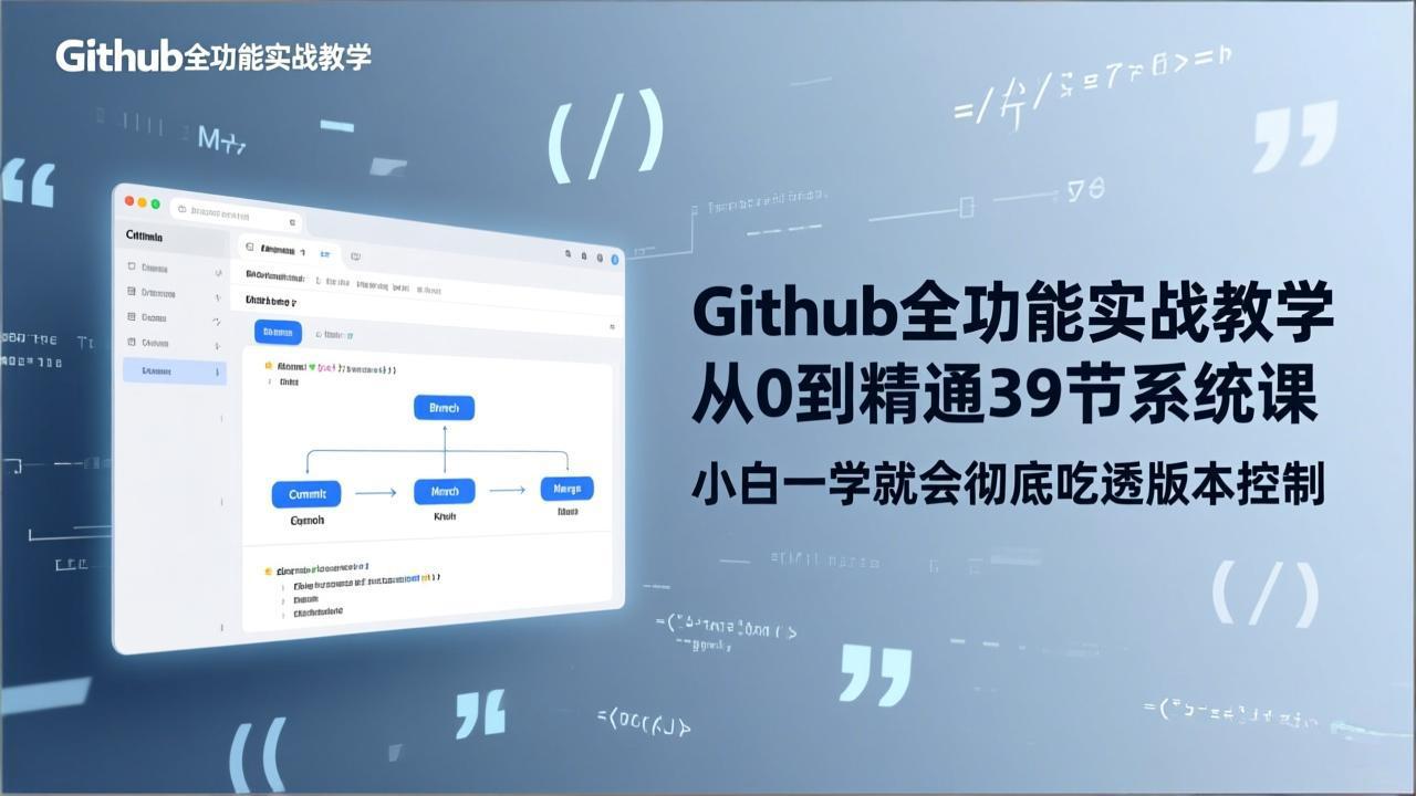 GitHub-全功能实战教学，从0到精通39节系统课，小白一学就会彻底吃透版本控制-AI学习资源网