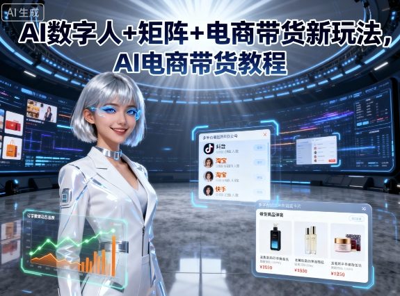 AI数字人+矩阵+电商带货新玩法，AI电商带货教程-AI学习资源网