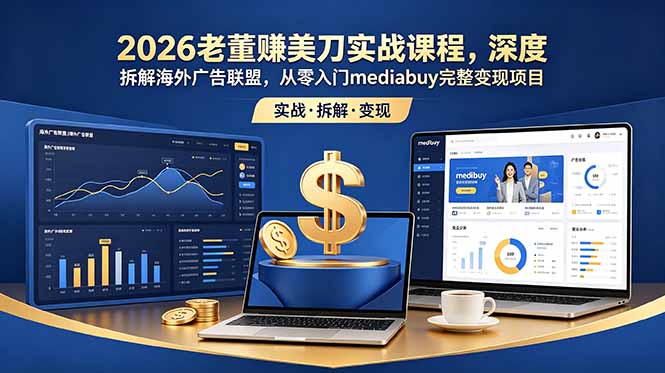 2026老董赚美刀实战课程,深度拆解海外广告联盟,从零入门mediabuy完整变现项目-AI学习资源网