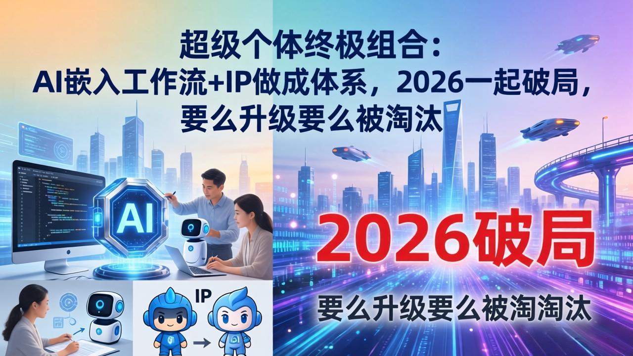 超级个体终极组合:AI嵌入工作流+IP做成体系,2026一起破局,要么升级要么被淘汰-AI学习资源网