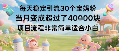 每天稳定引流30个宝妈粉当月变成超过了1W+项目流程非常简单适合小白-AI学习资源网