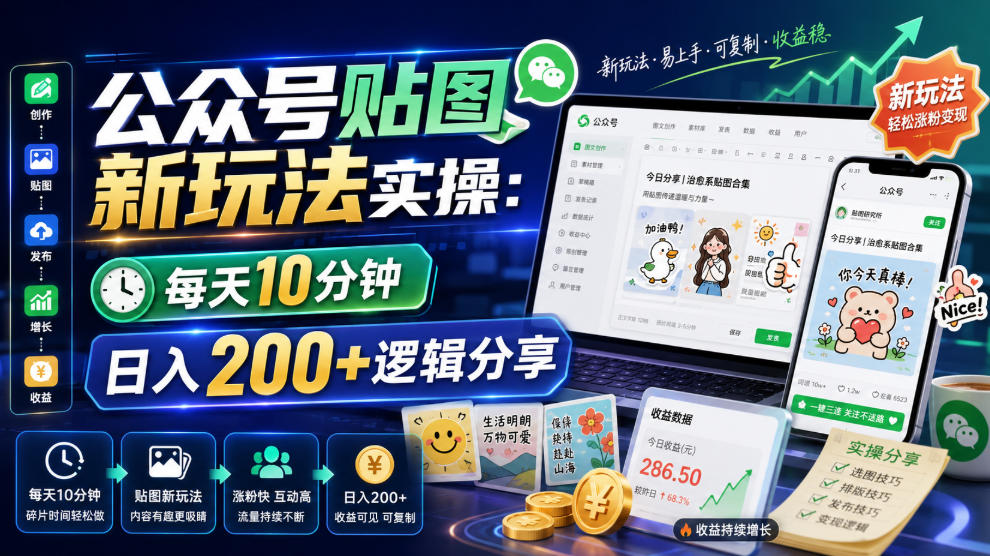 公众号贴图新玩法实操,每天10分钟,日入200+逻辑分享-AI学习资源网