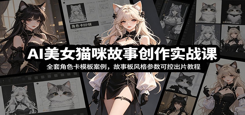 AI美女猫咪故事创作实战课：全套角色卡模板案例，故事板风格参数可控出片教程-AI学习资源网