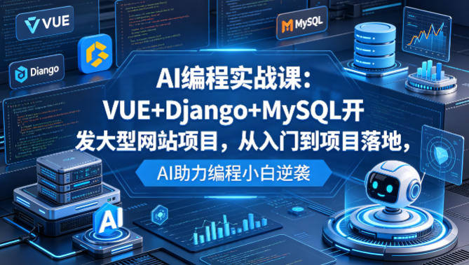AI编程实战课：VUE+Django+MySQL开发大型网站项目，从入门到项目落地，AI助力编程小白逆袭-AI学习资源网