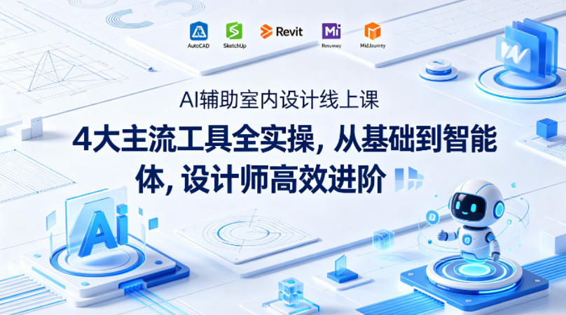 AI辅助室内设计线上课｜4大主流工具全实操，从基础到智能体，设计师高效进阶-AI学习资源网
