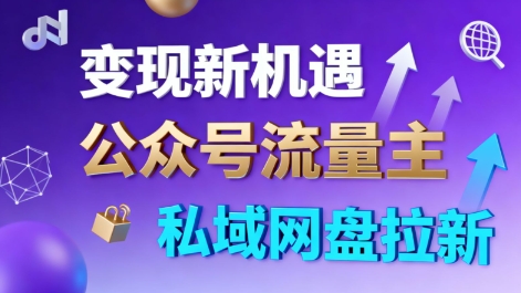 公众号流量主+私域网盘拉新，多方式变现，简单易上手，当天就有收益-AI学习资源网