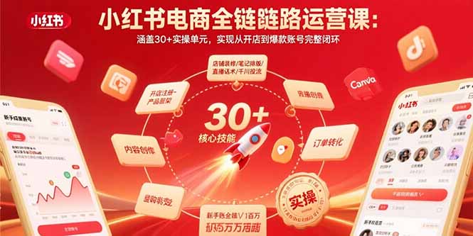 小红书电商全链路运营课：涵盖30+实操单元，实现从开店到爆款账号完整闭环-AI学习资源网