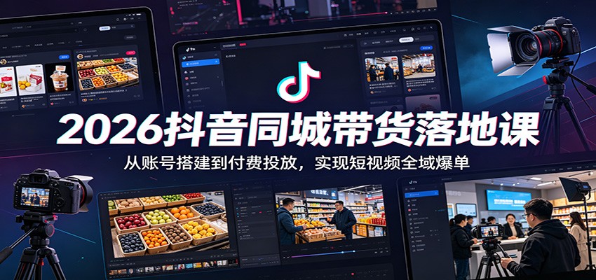 2026抖音同城带货落地课：从账号搭建到付费投放，实现短视频全域爆单-AI学习资源网