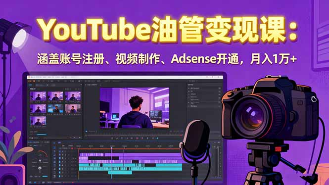 2025YouTube油管变现课：涵盖账号注册、视频制作、Adsense开通，月入1万+-AI学习资源网