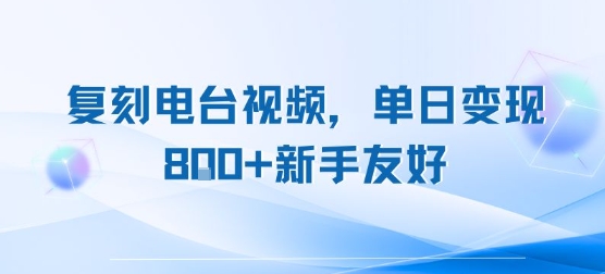 复刻电台视频，单日变现8张+新手友好，长期可做-AI学习资源网