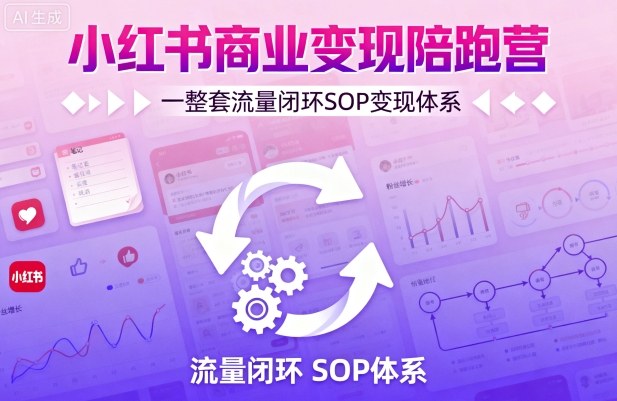 小红书商业变现陪跑营，轻IP矩阵 私域获客 聚光投流，一整套流量闭环SOP变现体系-AI学习资源网