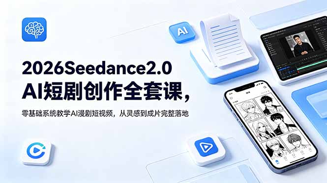 2026Seedance2.0AI短剧创作全套课，零基础系统教学AI漫剧短视频，从灵感到成片完整落地-AI学习资源网