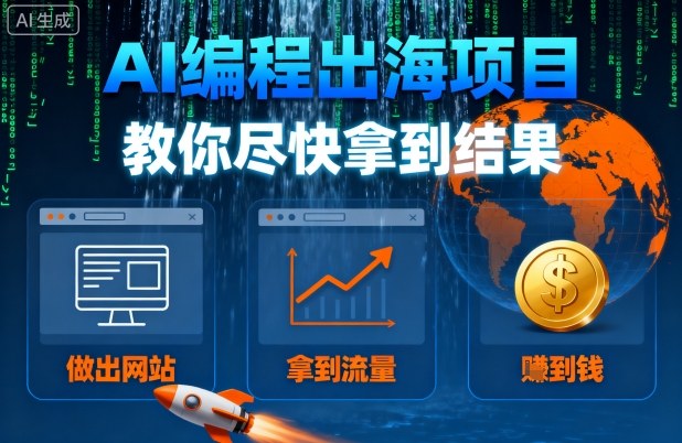 AI编程出海项目，教你尽快拿到结果-做出网站、拿到流量、賺到钱-AI学习资源网