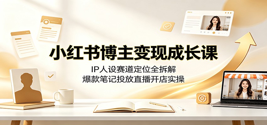 小红书博主变现成长课：IP人设赛道定位全拆解，爆款笔记投放直播开店实操-AI学习资源网
